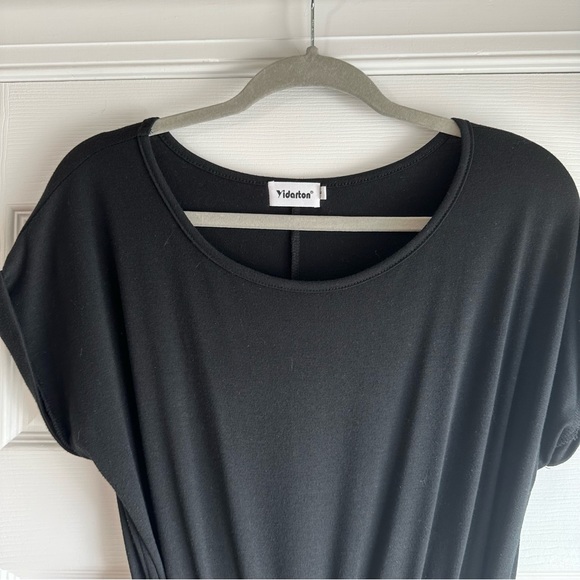 Black Short Sleeve High Low Maxi Dress with Belt - Large - Picture 7 of 11